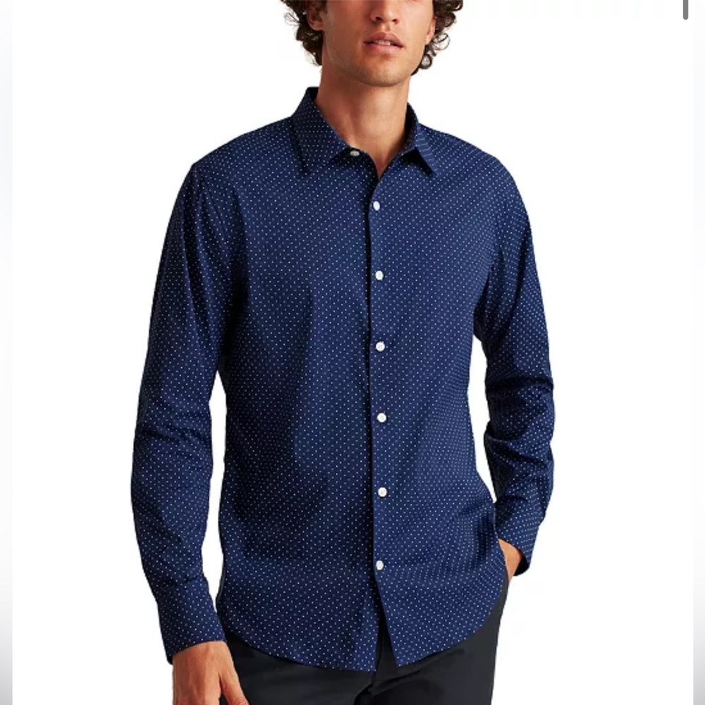 Bonobos Slim Fit Long Sleeve Dot Print Button-Front Tech Shirt Medium